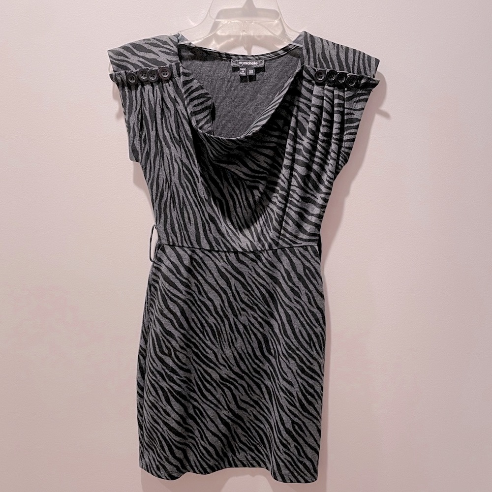 Grey and black animal print dress